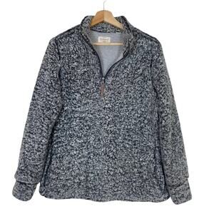 Original Weatherproof Vintage Womens Gray Sherpa 1/4 Zip Pullover Sweater Sz M